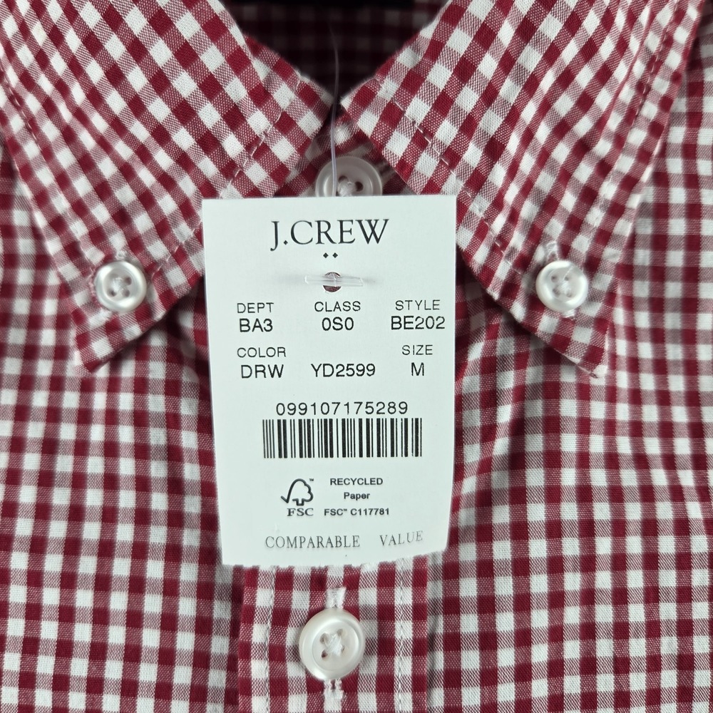 NWT J.Crew Classic Fit Flex Washed Button Up Shirt Red Check Mens M MSRP $89 - Picture 5 of 13